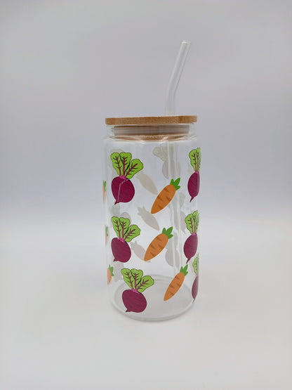 Decorative Glass Cups with Cork Lids (16oz)✨Available in 12 Designs”.