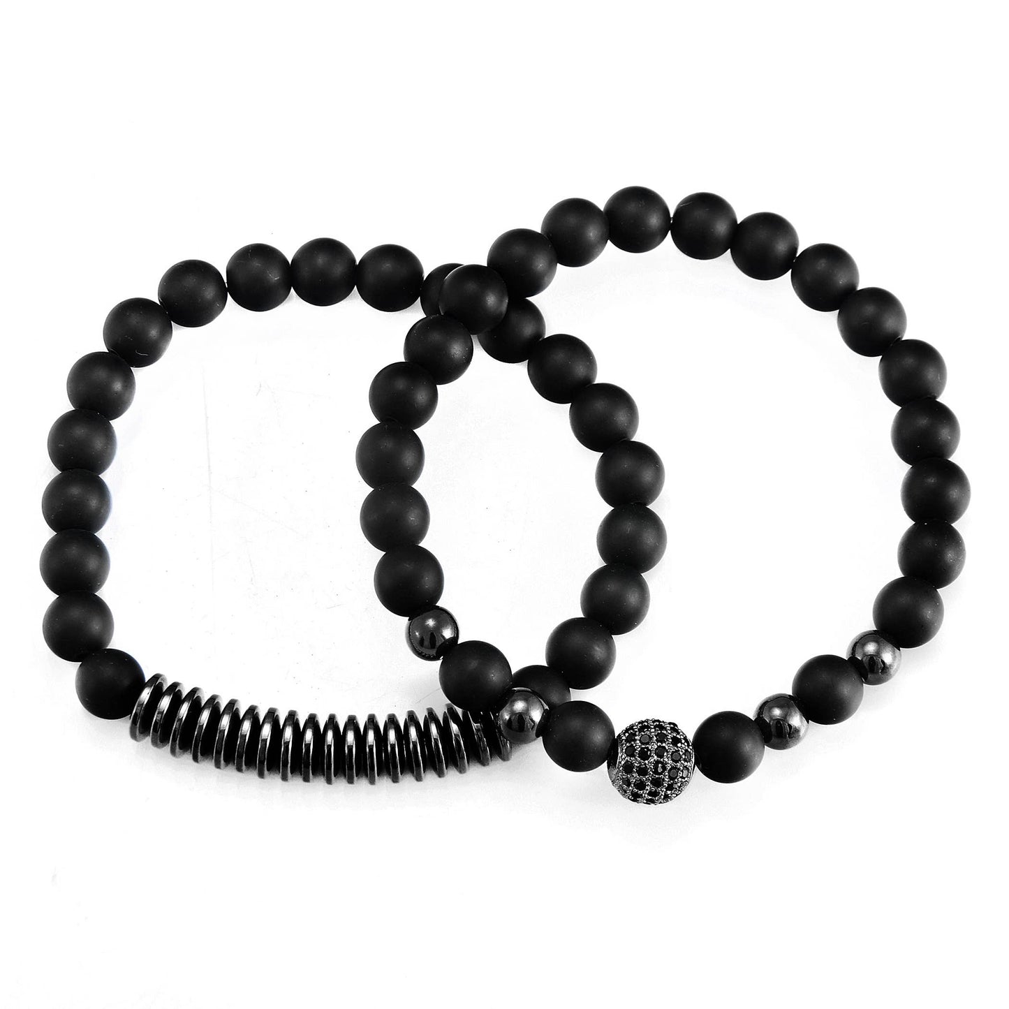 Men’s Agate & Hematite Beaded Bracelet Set