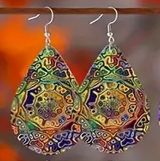Rainbow Grove -Leather Water droplet Earrings