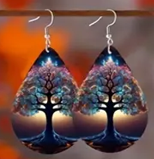 Rainbow Grove -Leather Water droplet Earrings