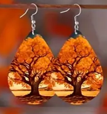 Rainbow Grove -Leather Water droplet Earrings